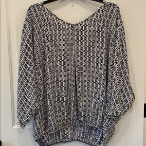 Aztec Print Cold Shoulder Flowy Shirt